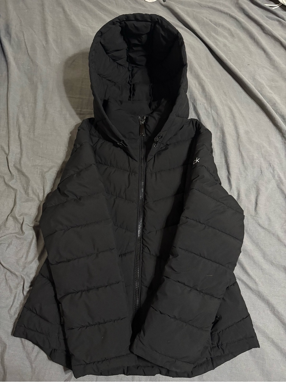 Calvin Klein Black Hooded Quilted Puffer Jacket